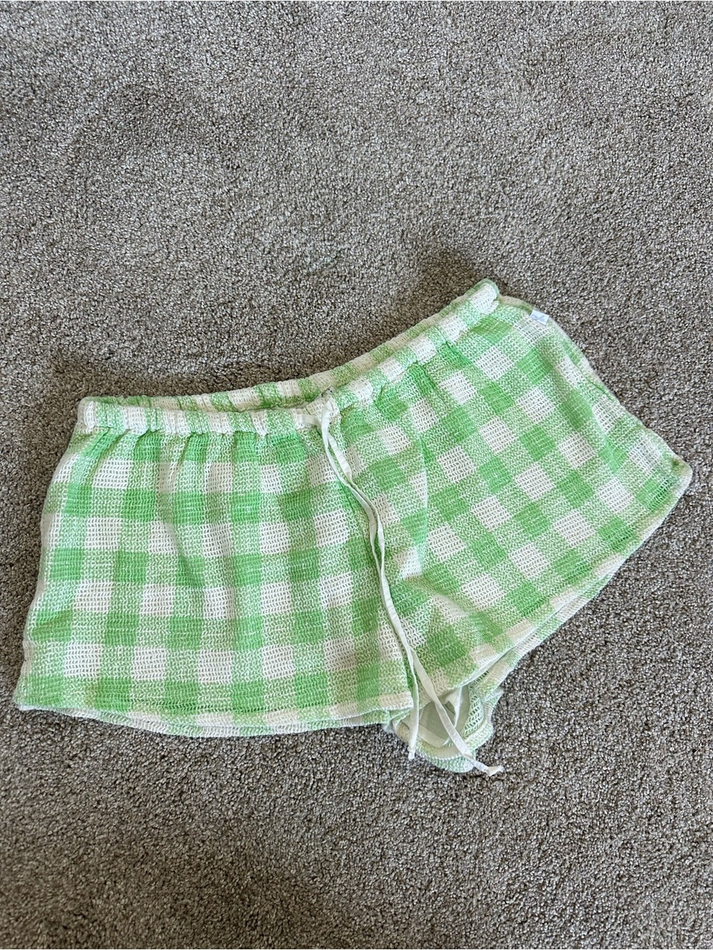 Urban Outfitters Green checkered Gingham Knit Lounge Shorts